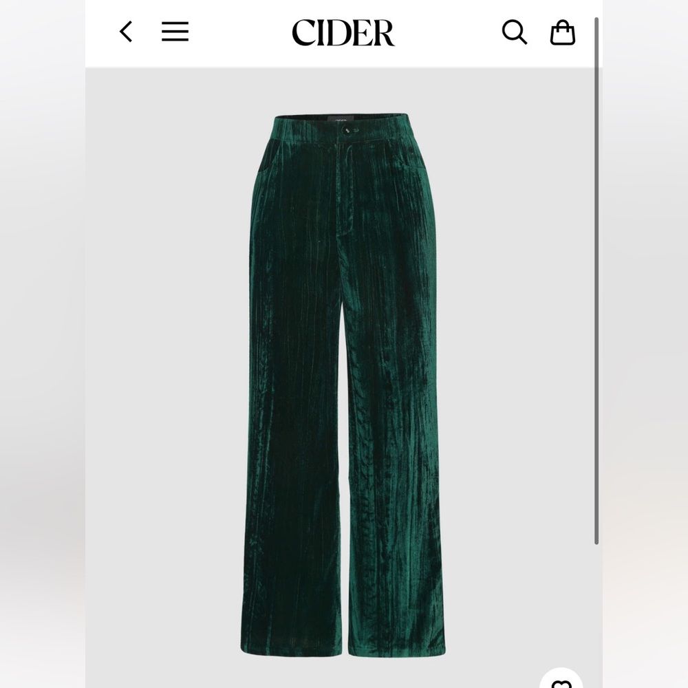 Solid Velvet High Waist Straight Leg Trousers
